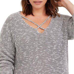 Torrid Sweater Women 14 Gray Pullover Neutral Minimalist Capsule Office Western